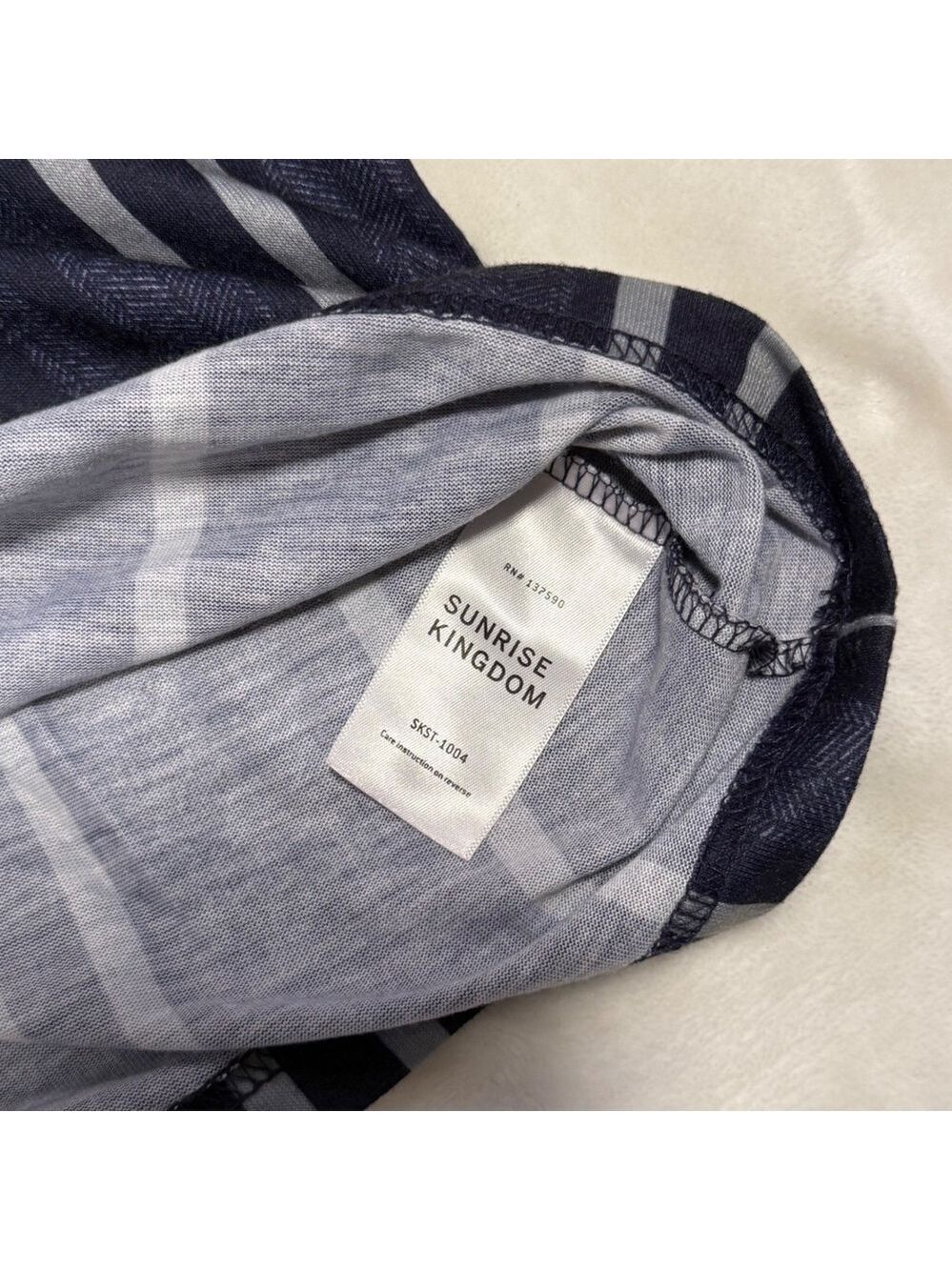 Sunrise Kingdom Los Angeles Striped Tee Mens Large Navy Grey Streetwear Vibe - Picture 3 of 6